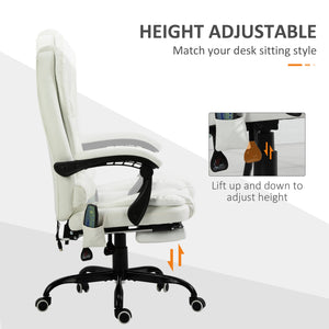 English Elm Vinsetto 7-Point Vibrating Massage Office Chair with Recline, Lumbar Support, Footrest, White W2225P173838