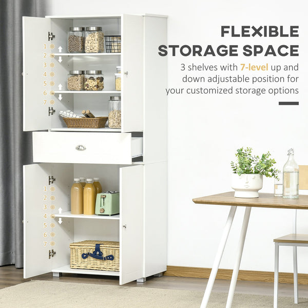 English Elm Homcom 72" Stylish Freestanding Kitchen Pantry Cabinet With Adjustable Shelves & Elegant Design W2225S00063