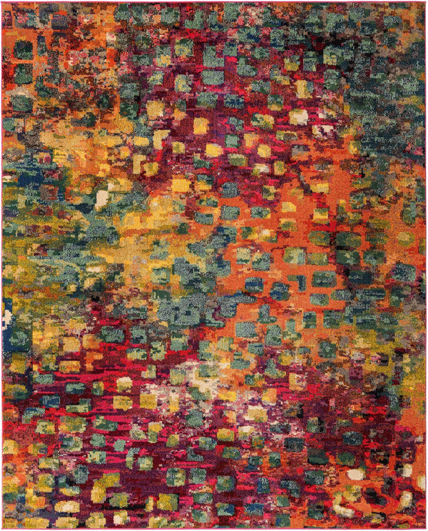 Unique Loom Jardin Ivy Machine Made Abstract Rug Multi, Cream/Light Blue/Navy Blue/Gray/Gold/Green/Burgundy/Orange/Purple/Violet/Pink 8' 0" x 10' 0"