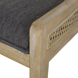 English Elm Dining Chair Set of 2 Rubberwood Cane Webbing Back Upholstered Farmhouse Style Charcoal N771P388970C