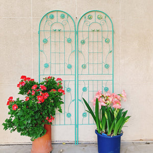 English Elm 4 Pack Ornamental Steel Garden Trellises Rustproof Climbing Plant Outdoor Support Panels Green W1586135449