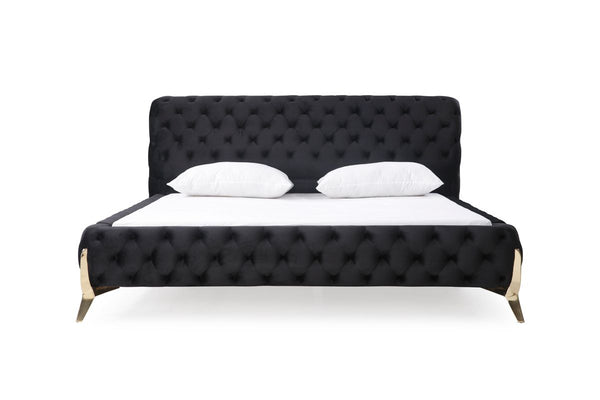 VIG Furniture Modrest Legend Modern Black Velvet & Gold Bed VGVCBD8111-BLKGLD