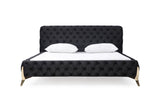 Modrest Legend Modern Black Velvet & Gold Bed