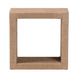 English Elm Modern Jute Woven Bohemian End Table with Open Shelf for Living Room Decor B2750P420397