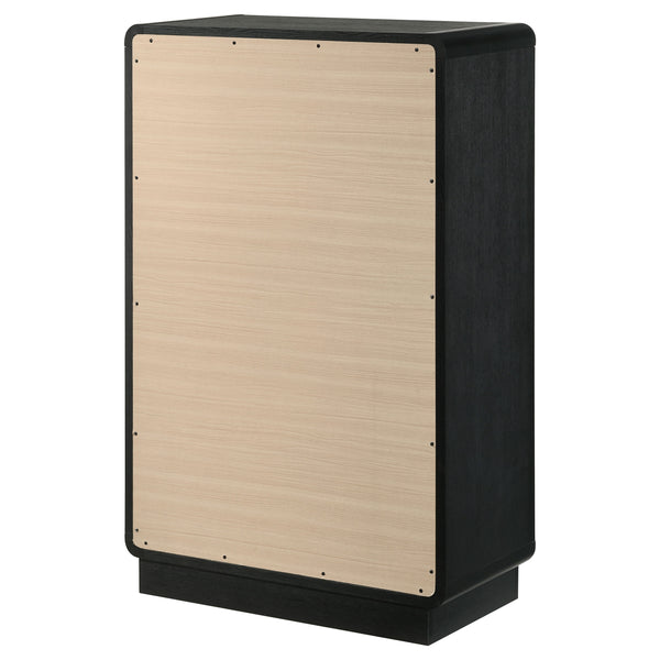 English Elm Burton Black 5-Drawer Chest of Drawers with Rounded Corners, Brass Knobs & Deep Storage Appeal B062P375417