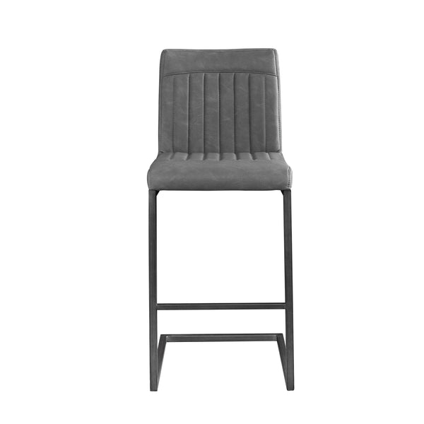 English Elm Faux Leather Counter Stools Set of Two Ergonomic Curved Back Metal Frame Kitchen Seating W5096P400639