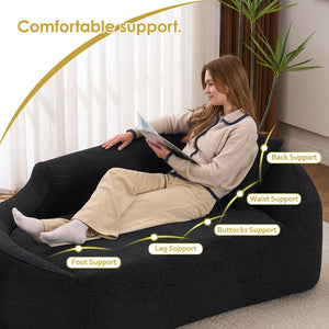 English Elm Ly-048 Sculpted Chenille Chaise Lounge Convertible Sleeper Sofa for Modern Living Spaces Black W2231P401731