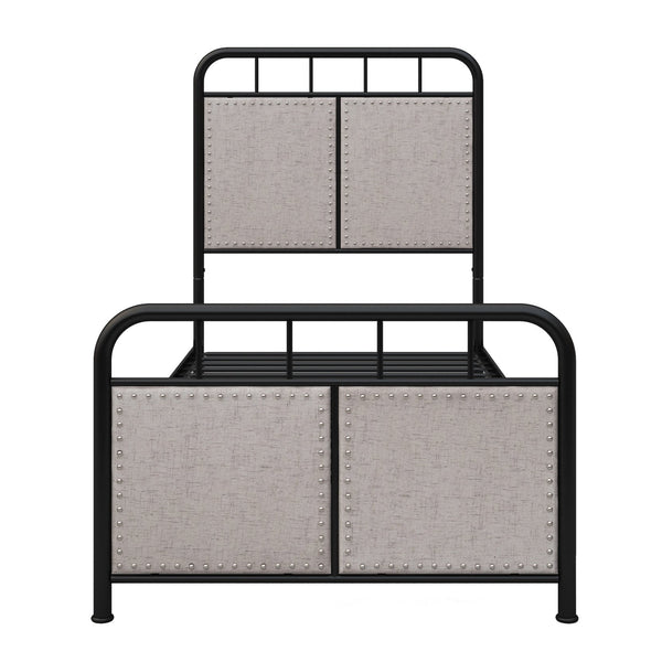 English Elm Twin Sturdy Metal Bed Frame for Twin Mattress — Quiet, Tool-Included Assembly, No Box Spring Needed, 300LB Capacity Black 44.49 L x 42.72 W x 5.31 H W2297P347758