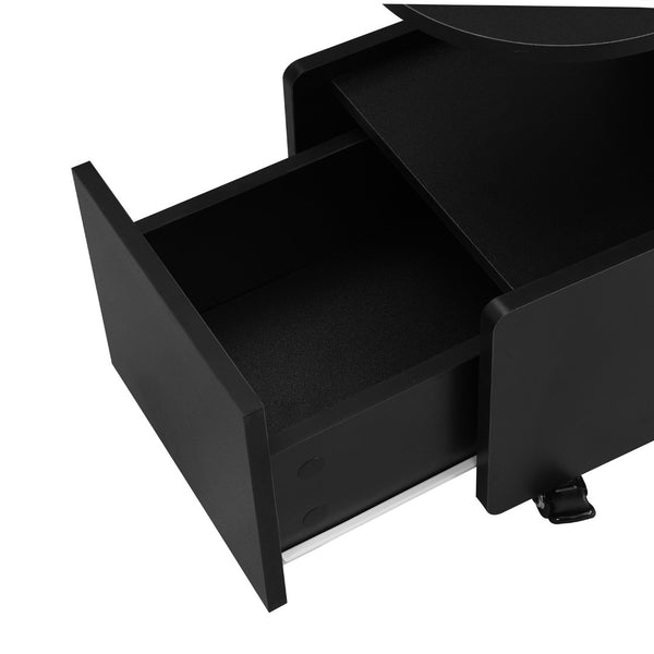 English Elm On-Trend Mobile End Table With Lockable Wheels, Cream Nightstand With Storage For Living Spaces N721P191983B-GIGA