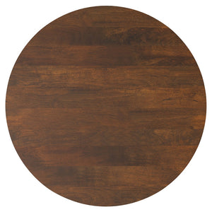 English Elm Millbury Solid Mango Wood Round Coffee Table Rustic Drum Design for Living Room Walnut Brown B136P429105