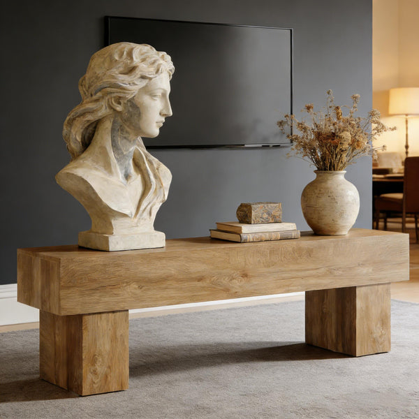 English Elm Practical Geometric Console Table with Matte Black Wood Grain Finish for Entryway or Sofa T3971P454023