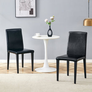 English Elm Four Black Pu Leather Dining Chairs with Steel Legs for Modern Industrial Kitchens W1151P372919