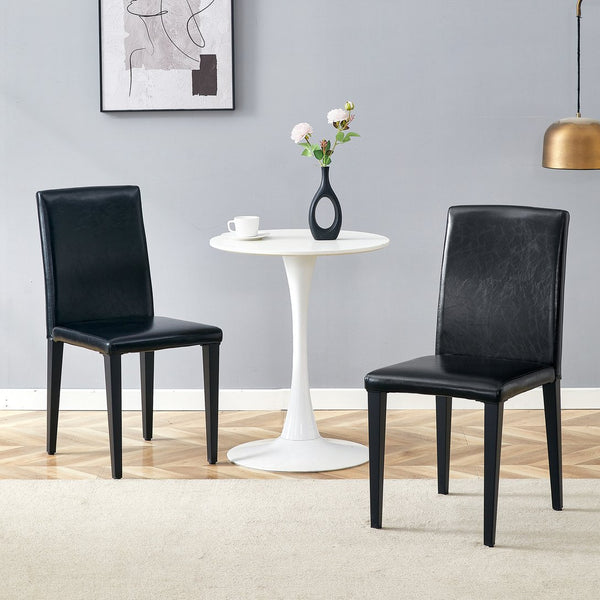 English Elm Four Black Pu Leather Dining Chairs with Steel Legs for Modern Industrial Kitchens W1151P372919