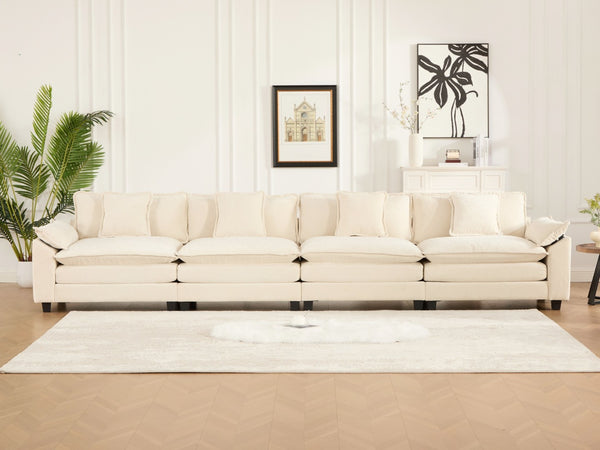 English Elm Wider 3-Seat Modern Sectional Sofa With Plush Double-Layer Cushions & Breathable Chenille Fabric W1143S00046-GIGA