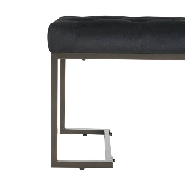 English Elm Christopher Knight Home® - Upholstered Button Tufted Bench – Luxurious Velvet Seating With Iron Frame, Modern Black & Bronze Design N757P256383B