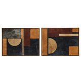 INK+IVY Jeweled Geo Mid-Century Hand-Embellished Abstract 2-Piece Framed Canvas Wall Art Set II95C-0161 Multi