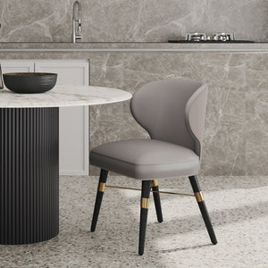 English Elm Strine Wood Upholstered Dining Chair Dark Taupe - Velvet & Leatherette, Gold Criss-Cross Base, 300lb Capacity B365P397786