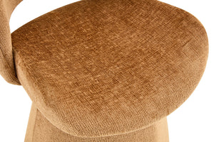 English Elm Modern Chenille Linen Accent Chair Sculptural Hollow Back Swivel Seat for Dining Vanity Brown W3493P452653