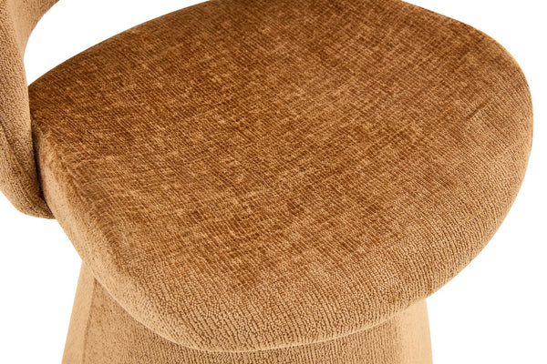 English Elm Modern Chenille Linen Accent Chair Sculptural Hollow Back Swivel Seat for Dining Vanity Brown W3493P452653