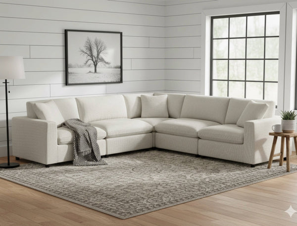 English Elm Cassandra 5-Piece Modular Sectional Sofa: Stylish, Versatile & Family-Friendly Comfort Solution B050S00006