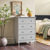 4-Drawer Solid Wood Dresser BR4DDRGY-T Grey BR4DDRGY-T Walker Edison