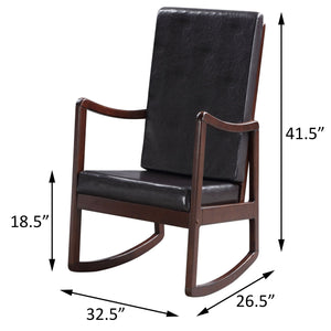 English Elm Dark Brown Faux Leather Rocking Chair with Removable Cushions, Espresso Frame, Modern Comfort (94) B062P184513