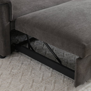 English Elm 55" Velvet Two Seater Pull Out Sofa Bed with USB Ports, Side Pockets, Adjustable Backrest, Compact Lounger DARK GREY W2677P288323
