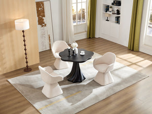 English Elm 37'' Petal Round Fiberglass Pedestal Dining Table Sculptural Organic Base for 2 to 4 W2664S00091