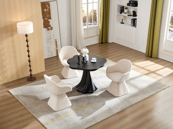 English Elm 37'' Petal Round Fiberglass Pedestal Dining Table Sculptural Organic Base for 2 to 4 W2664S00091