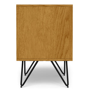 English Elm Hunter Handcrafted Nightstand with Solid Wood Veneer, Single Drawer & Open Shelf, Modern Industrial Design Oak B136P364303