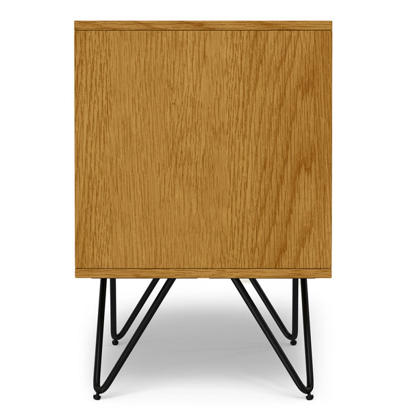 English Elm Hunter Handcrafted Nightstand with Solid Wood Veneer, Single Drawer & Open Shelf, Modern Industrial Design Oak B136P364303