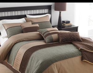 English Elm Lexia 7-Piece King Comforter Set - Contemporary Earthy Tones, Textured Jacquard, Easy Care Bedding B340P341964