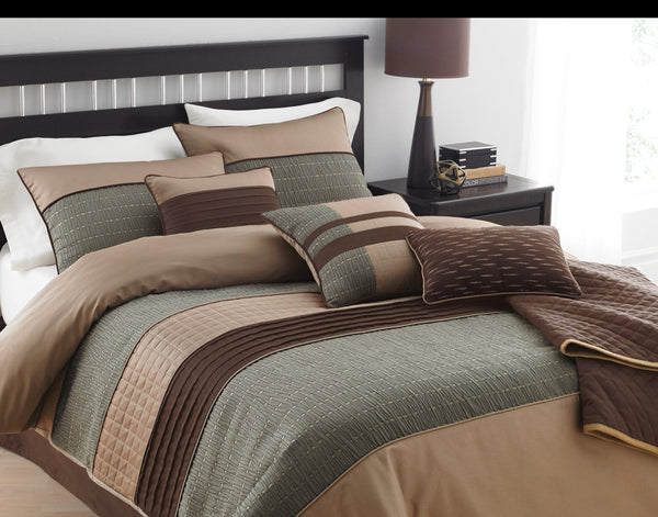 English Elm Lexia 7-Piece King Comforter Set - Contemporary Earthy Tones, Textured Jacquard, Easy Care Bedding B340P341964