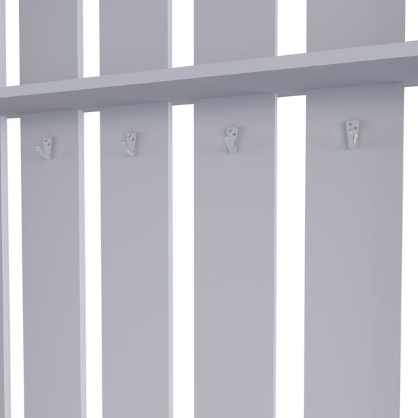 English Elm Van Hall Tree Melamine Smoke - Space-Saving Entryway Organizer with Shoe Rack, Shelf & Coat Hooks, 67.9" H B128P237138