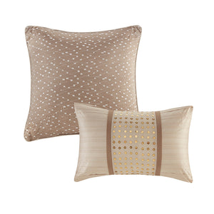 JLA Home Madison Park - 8 Embroidered Comforter Ensemble with Faux-Silk Sheen, Geometric Stitching, Euro Shams & Bed Skirt 92 L x 104 W x 1.5H MP10-4689