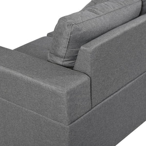 English Elm Sectional PU Sofa Set with L-Chaise, Built-In Cup Holders, Thick Foam Cushions, Modern 4-Seater Comfort Grey 69.69 L x 29.92 W x 12.99 H W2297S00015