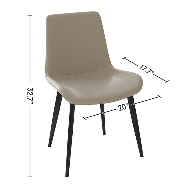 English Elm Dining Chairs 2Pcs - Modern Cream Upholstered Faux Leather Seat, Stylish Metal Legs For Any Space W3316P294867