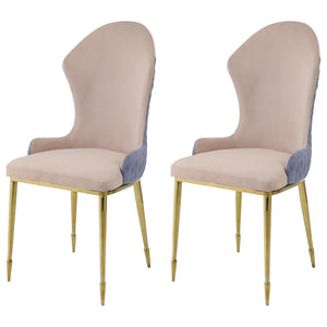 English Elm Tan Luxurious Wingback Dining Chairs Set of 2 – Lavender Honeycomb Exterior, Gold Frame, Ergonomic Sloped Arms B062P186451
