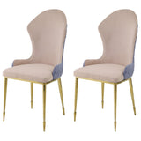 Tan & Gold Wingback Dining Chairs, Lavender Honeycomb Quilt, Set of 2 - Comfortable & Stylish Seating