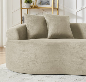English Elm Modern Chenille Cloud Sectional Sofa Curved 4 Seat Living Room Couch Ready to Use Camel W1413S00132