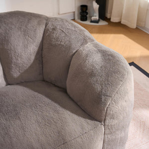 English Elm Oversized Bean Bag Loveseat Fluffy Floor Sofa for Lounging and Reading in Any Room Brown W3523P450058