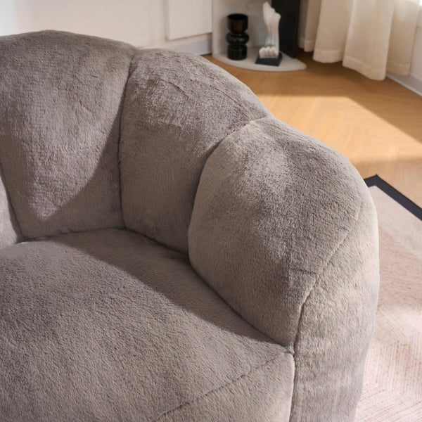 English Elm Oversized Bean Bag Loveseat Fluffy Floor Sofa for Lounging and Reading in Any Room Brown W3523P450058