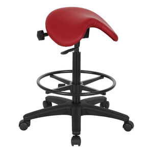 OSP Home Furnishings Backless Saddle Stool Ergonomic Pneumatic Height Adjustable Office Studio Task Seating Dillon Lipstick ST205-R100