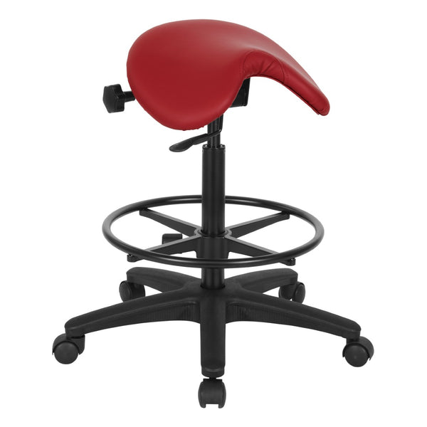 OSP Home Furnishings Backless Saddle Stool Ergonomic Pneumatic Height Adjustable Office Studio Task Seating Dillon Lipstick ST205-R100