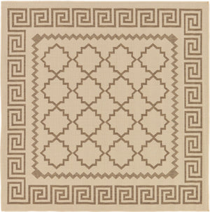 Unique Loom Outdoor Trellis Stars Machine Made Geometric Rug Beige, Brown 6' 1" x 6' 1"