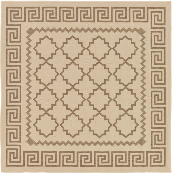 Unique Loom Outdoor Trellis Stars Machine Made Geometric Rug Beige, Brown 6' 1" x 6' 1"