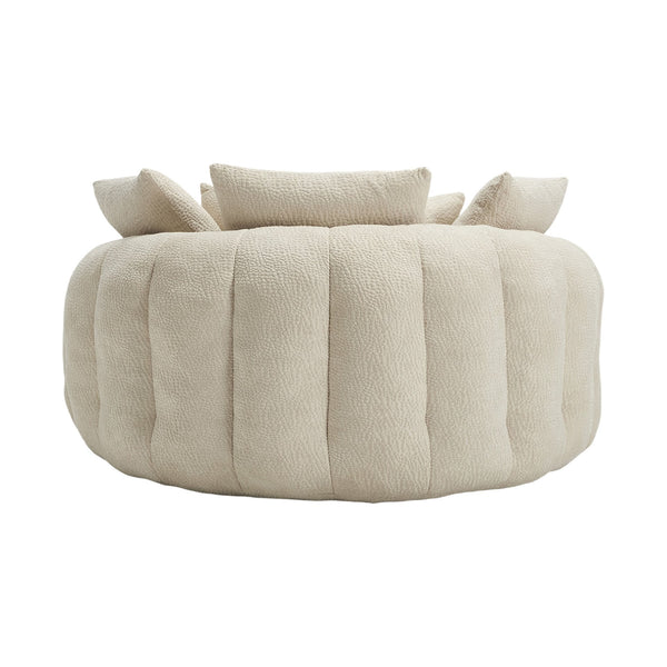 English Elm Oversized Memory Foam Chenille Bean Bag Sofa with Ergonomic Back Support, 3 Large & 2 Small Pillows Beige W395P359408