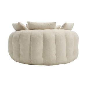 English Elm Oversized Memory Foam Chenille Bean Bag Sofa with Wrap-Around Backrest and Lumbar Support for Adults Beige W395P359408