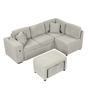 English Elm Sku Convertible Sleeper Sofa with Storage Drawer Ottoman Usb Ports Studio Ready N719P185588E
