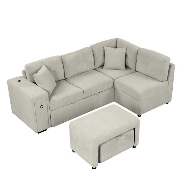 English Elm Sku Convertible Sleeper Sofa with Storage Drawer Ottoman Usb Ports Studio Ready N719P185588E